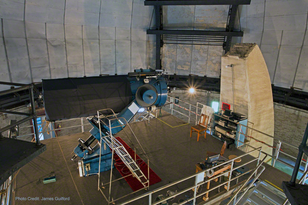 Photo: Perkins Observatory's 1941 Fecker Telescope. Photo by James Guilford.
