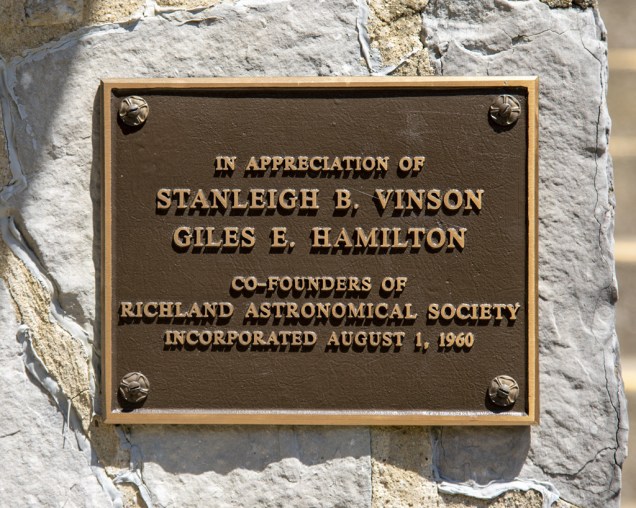 Richland Astronomical Society Plaque