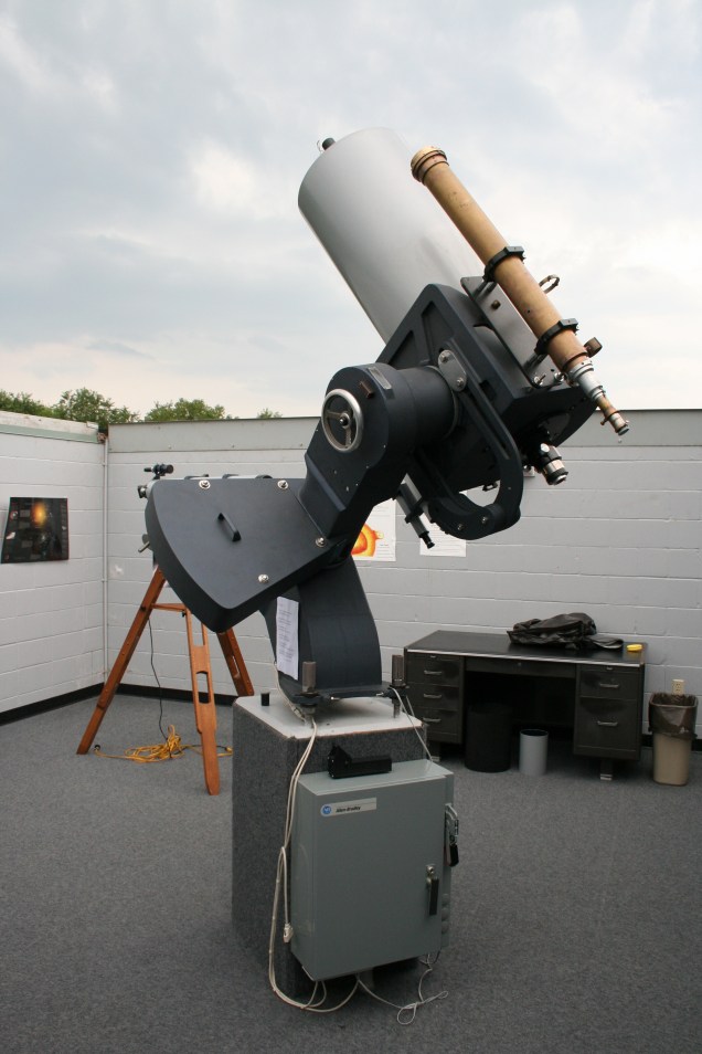 The Dr. Karl W. Keller Telescope ~ August 2008. A 1944 J.W. Fecker telescope serves as a finder atop the larger instrument. Photo by James Guilford.