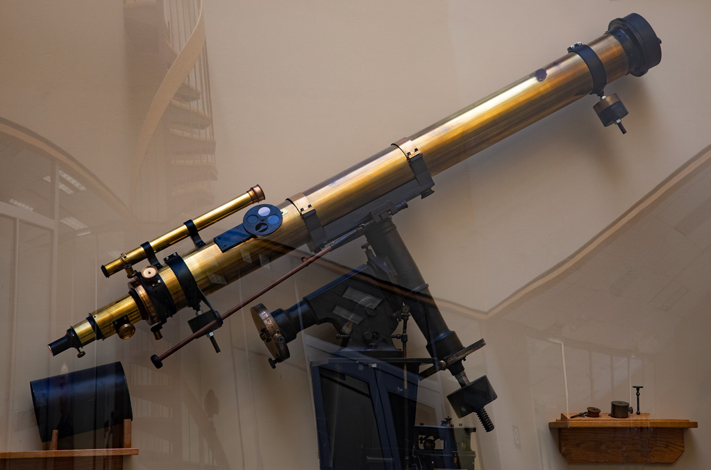 The brass 1876 Cooke Telescope.