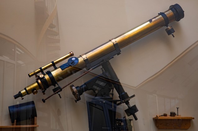 The brass 1876 Cooke Telescope.
